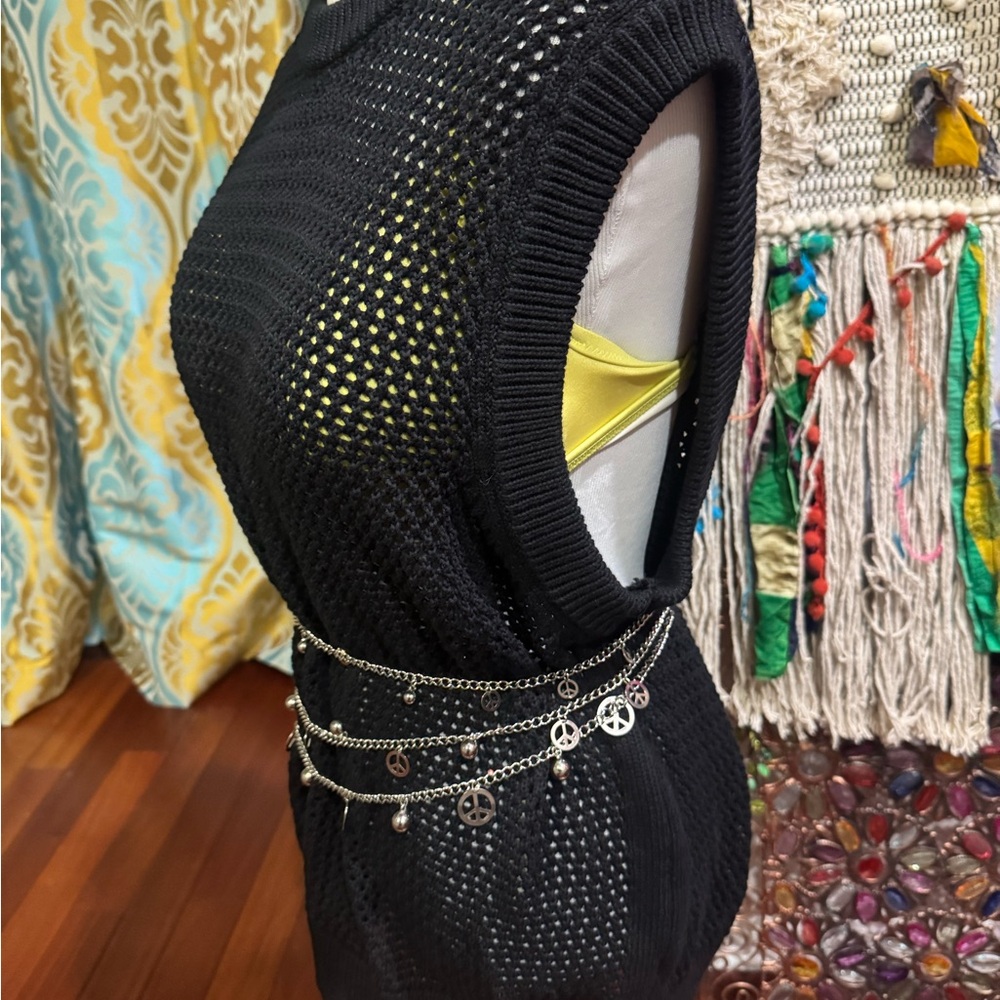 Black Knit fish net Large, tags attached, can be worn as a dress